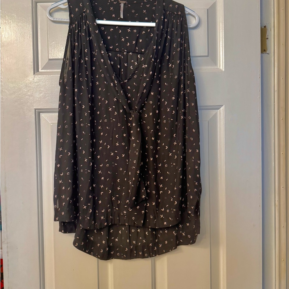 Flowy Free People Black Patterned Top